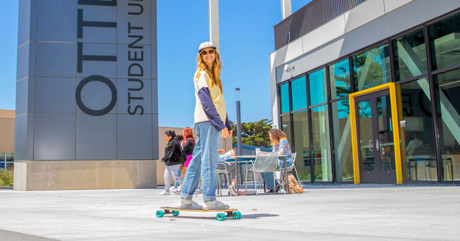 student skateboarding