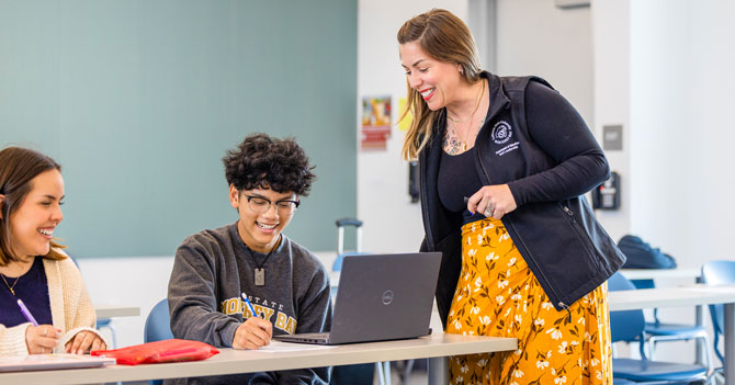Techer and students in a class