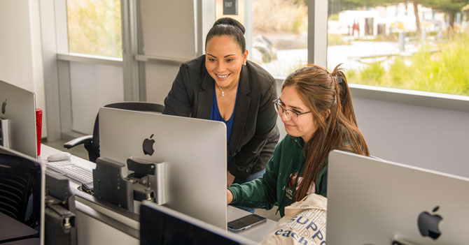 student and a teacher in a class
