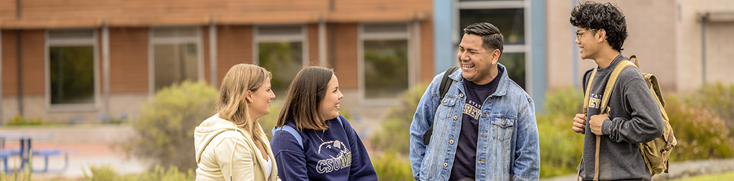 students talking outside 